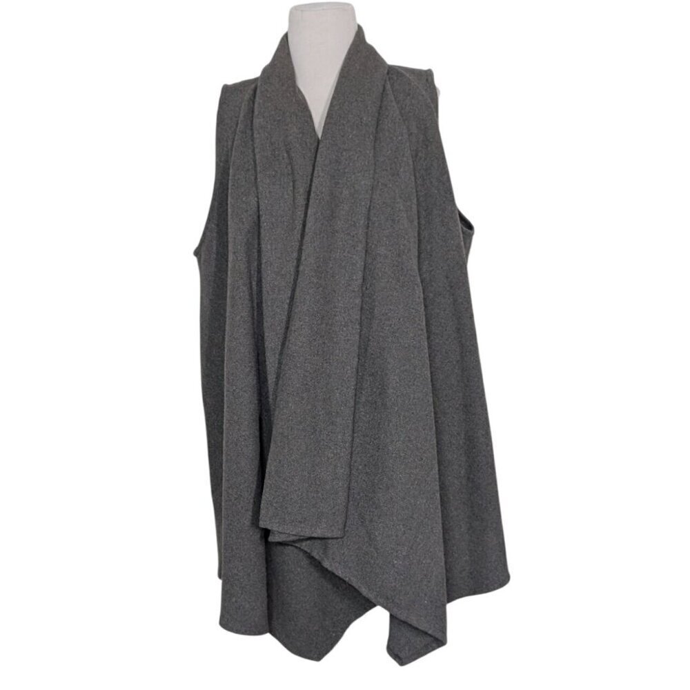 Luii Cardigan Womens Size Large Gray Wool Blend Collared Sleeveless Sweater